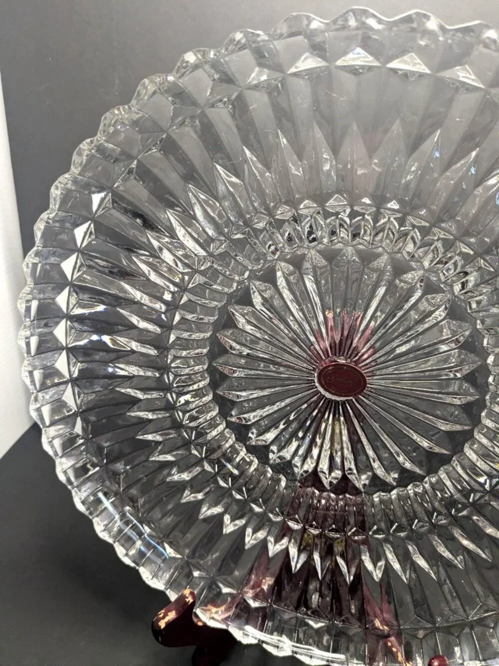 Vintage Gorham Althea Hand-Cut Crystal Glass Platter Made In Poland 11
